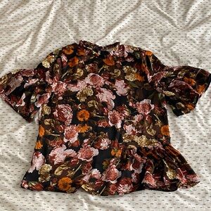 H&M Multicolor Floral Blouse with Ruffle Sleeves
